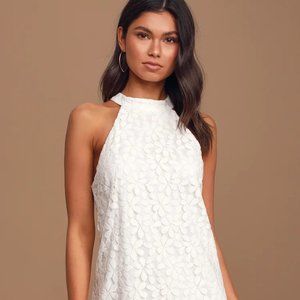 Lulus White Lace Shift Dress